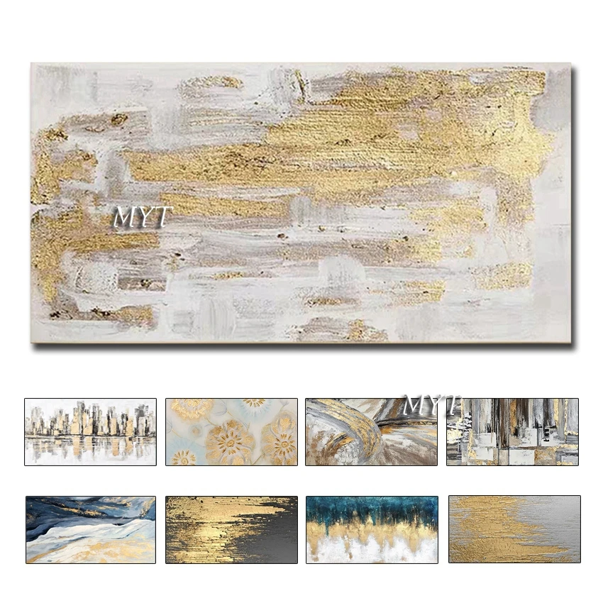 Billig Abstrakte 3D Gold Dick Kunst Handgemachte Ölgemälde Leinwand Gold Gemälde Wand Bilder Kunst Wand Kunstwerk Für Esszimmer Dekoration
