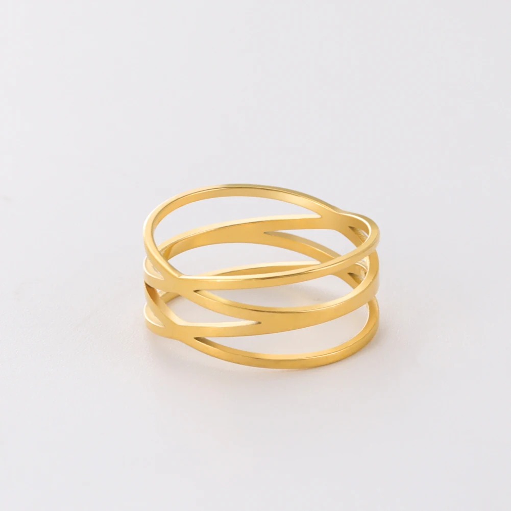 Finger ring wedding rings stainless steel ring Skyrim Stainless Steel Double Cross Rings for Women Classic Finger Rings Trend Fashion Wedding Jewelry