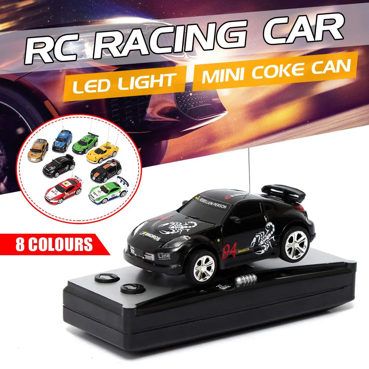 8 Colors Coke Can Mini RC Car Vehicle Radio Remote Control Micro Racing Car 4 Frequencies For Kids Presents Gifts