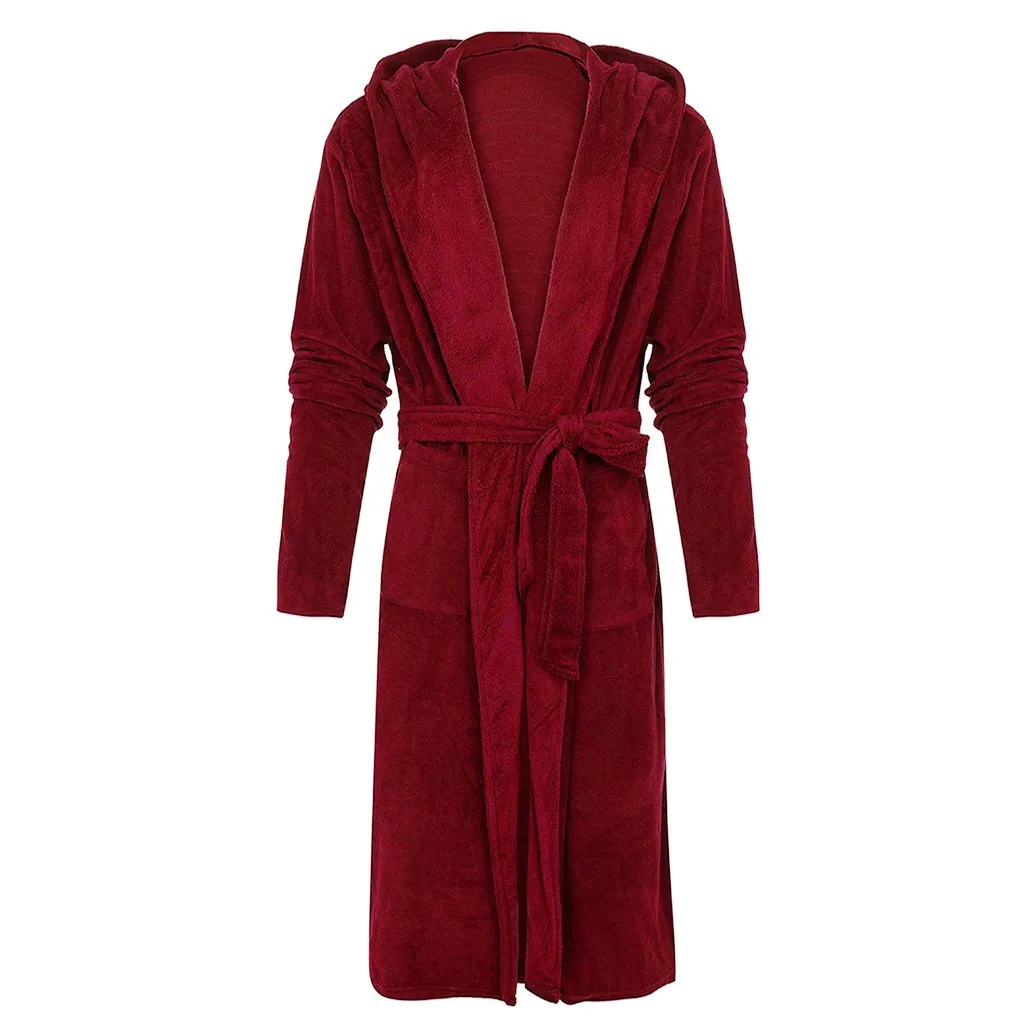 Мужской зимний халат, удобный шелковистый удлиненный плюшевый халат, кашемировый домашний банный халат, пальто с длинными рукавами, пижама с капюшоном
