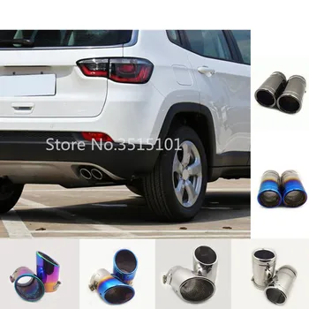 

Car Rear Back Cover Muffler End Stainless Steel Tail Pipe Dedicate Outlet Exhaust 2pcs For Jeep Compass 2017 2018 2019 2020