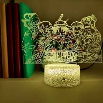 

Anime One Piece Straw Hat Pirates Team Night Light 3D LED Illusion Table Lamp Colorful Touch Lights Decor Smart Phone Control