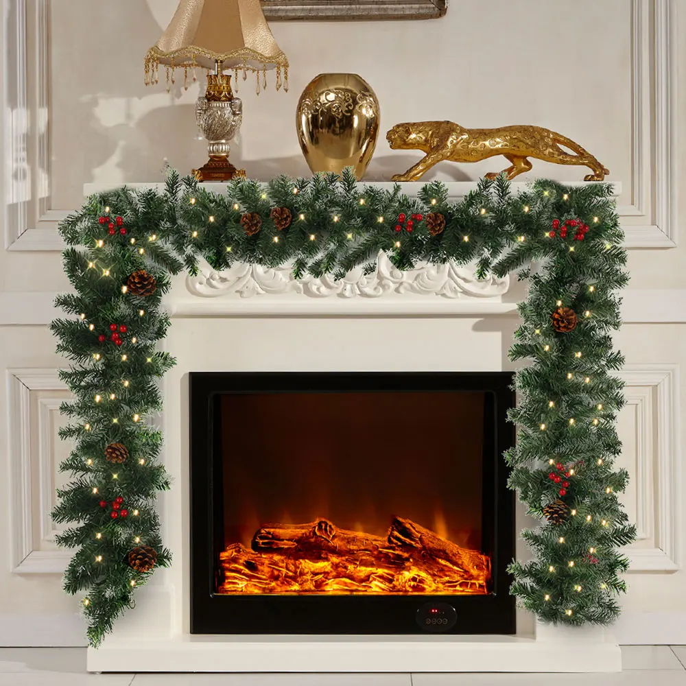 1.8/2.7M Artificial Christmas Fireplace Garland Wreath Pine Tree