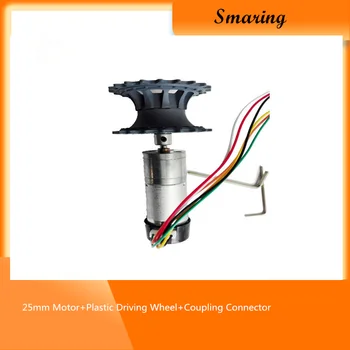 

smarian One Set Accessory for Robot Tank Chassis including 25mm Motor+Plastic Driving Wheel+Coupling Connector, Screws