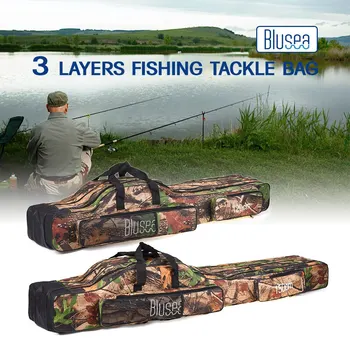 

Blusea 120cm/150cm 3 Layers Fishing Bag Portable Folding Fishing Rod Reel Bag Fishing Tackle Carry Bag Travel Storage Case