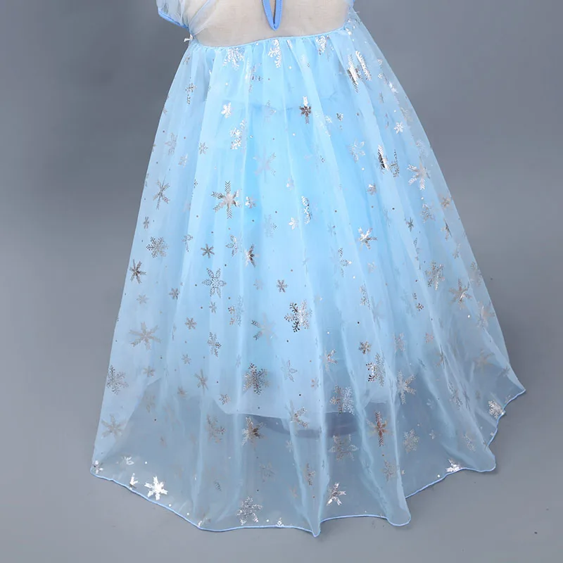 Детское летнее платье; костюм принцессы Эльзы для костюмированной вечеринки; длинные сетчатые платья; шикарная одежда для дня рождения