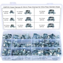 135 piezas de mini abrazadera de manguera de inyección de combustible, kit de combinación de abrazadera de manguera de acero galvanizado de 8 18mm para líneas de combustible automotrices