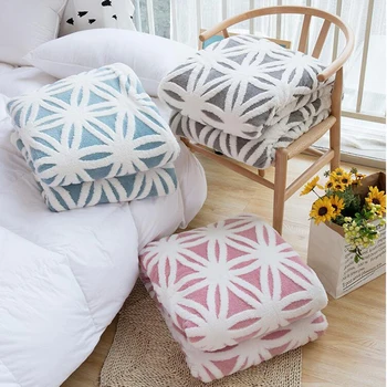 

Super Soft Flannel Blanket For Bed Jacquard Geometric Warm Thickness Throw Blankets Sheet Bedspread Sofa Mechanical Wash