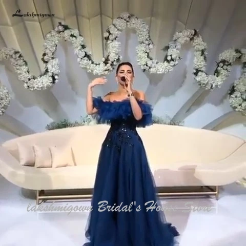 Navy Blue Vestidos Largos темно-синее длинное вечернее платье с открытыми плечами Дубай женские Выпускные платья плюс размер Формальное вечернее платье блестящее кружево - Цвет: Navy Blue