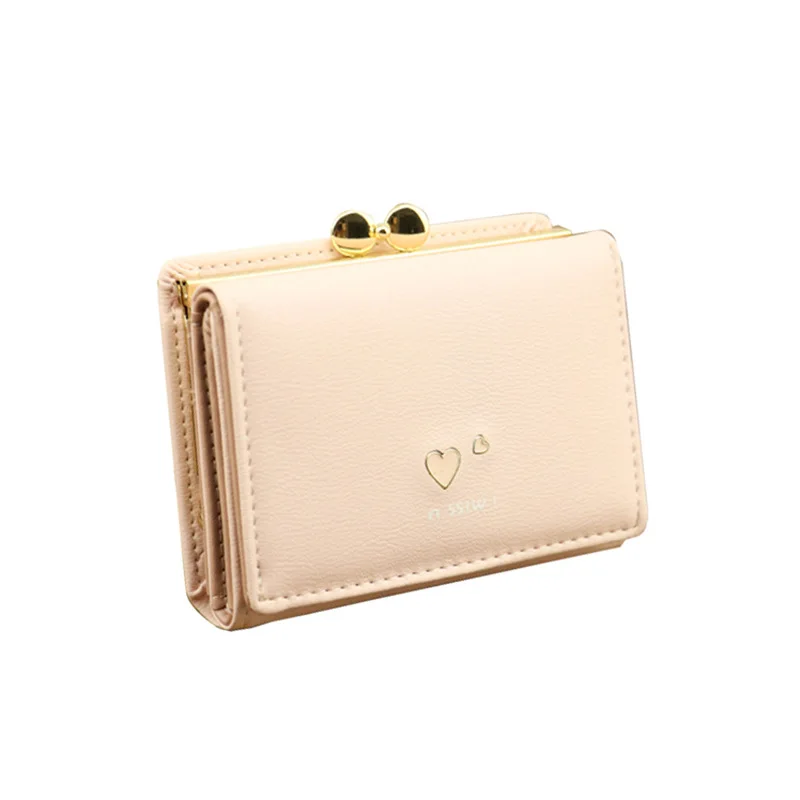 

Women Wallet Daily PU Hasp Heart Lock Design Femme Purse Wallet Tri-fold Cards Holders Ladies Retro Coin Purse Portfel Damski
