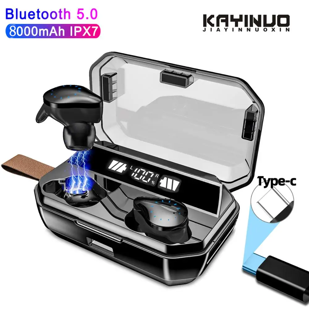 IPX7 водонепроницаемые наушники с сенсорным управлением TWS 5 0 Bluetooth гарнитуры 8000