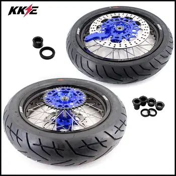 

KKE 3.5/5.0*17" Super Moto Wheels Rims Tires Set For YAMAHA WR250F 2001-2018 WR450F 2003-2018 2016 2015 Supermotard 320mm Disc