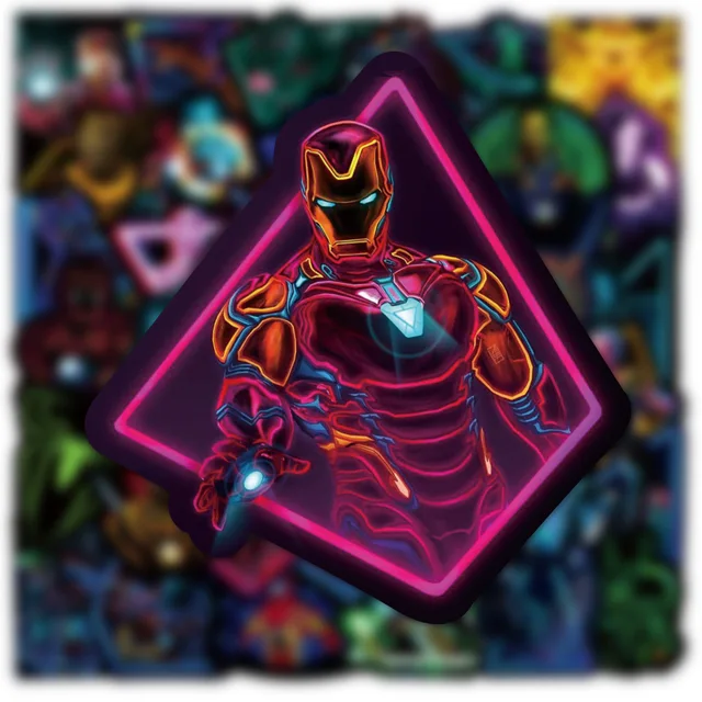 10/30/50/100PCS Disney Marvel Neon The Avengers Spider-Man Anime Stickers Luminous Car Laptop Phone Bike Vinyl Sticker for Kids 3