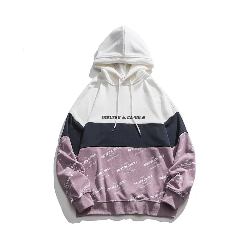

2020 Fashion Casual Men's Sweatshirt Ins Hooded Printed Stitching Loose Fashion All-match Hoodie