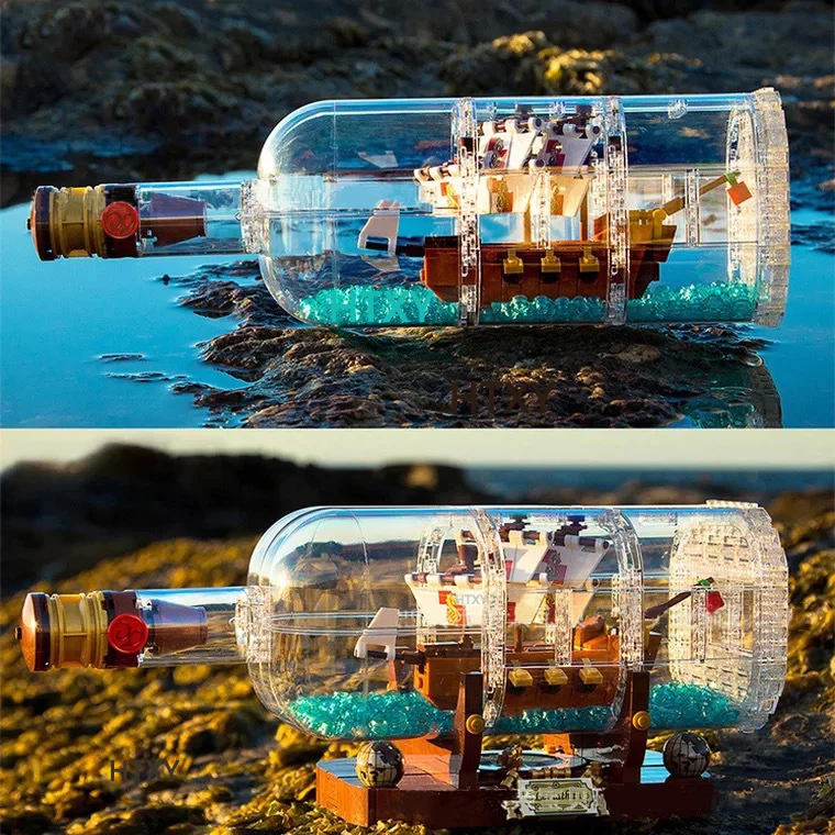 

Compatible Legoing Technic citys Idea Ship Boat in a Bottle sets 16045 creator Building Blocks Bricks Toys For Children gifts