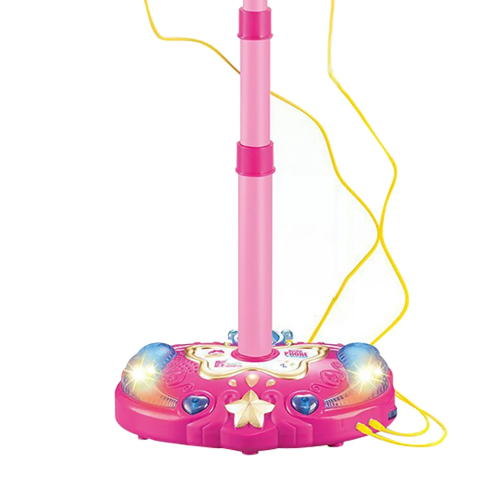 Домашняя Проводная Регулируемая подставка музыкальный инструмент обучающий подарок для девочек забавная игрушка караоке двойной микрофон с светильник для раннего образования