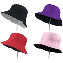 Мужская и женская летняя двухсторонняя хлопковая одноцветная Панама Bob уличная Солнцезащитная Складная Панама Harajuku Хип-хоп Рыбацкая шляпа