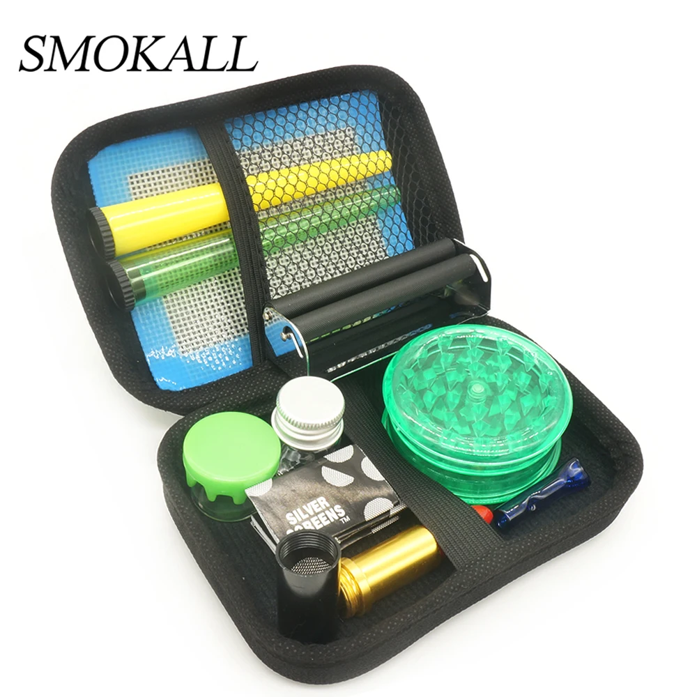 1Set Tobacco Kit Smoking Accessories Metal Pipe Rolling Machine Plastic Spices Crusher Grinder Paper Tube Glass Bottle | Дом и сад