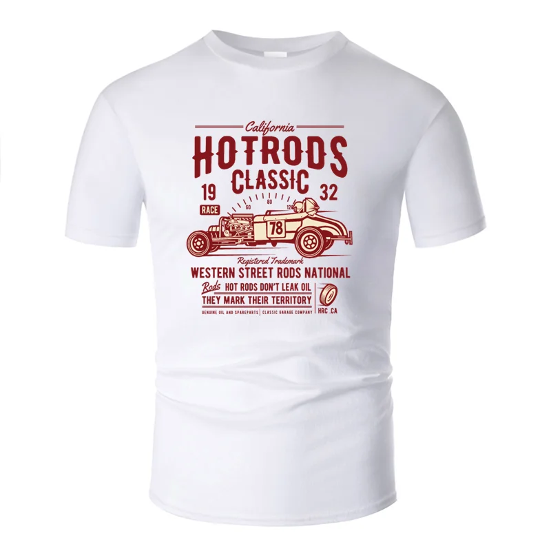 Men-White Новая модная Классическая футболка с комическим принтом hot rods, коллекция, одежда для мужчин, футболка с защитой от морщин в стиле Харадзюку - Цвет: Men-White