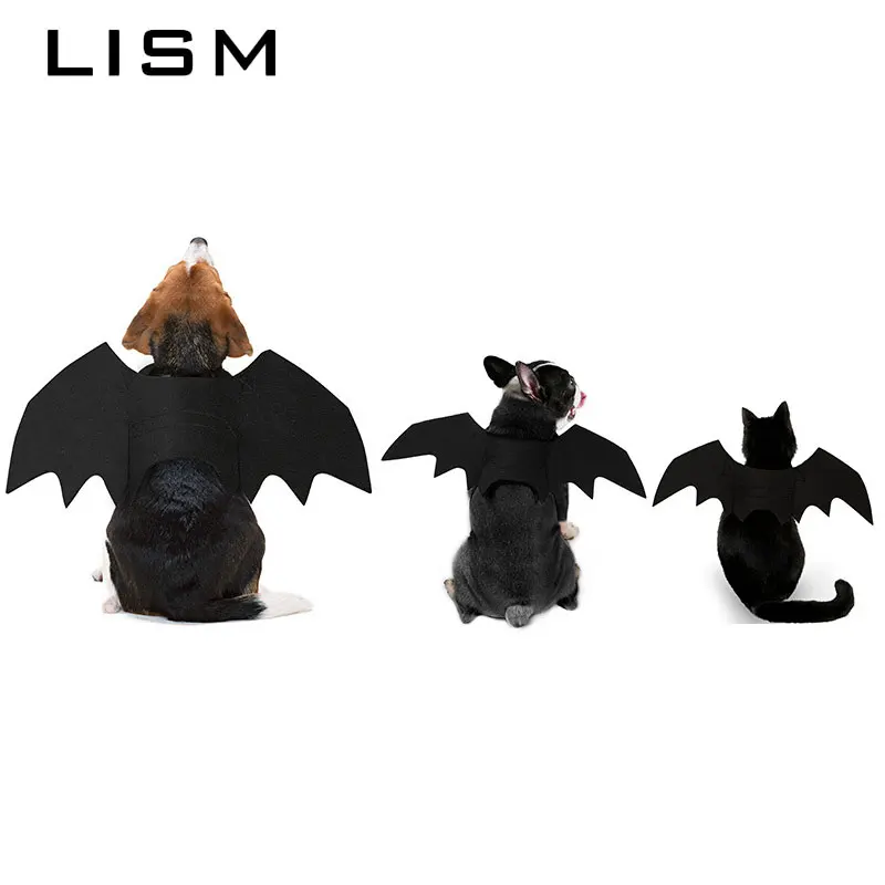 

2019 New Halloween Pet Cat Costumes Bat Wings Vampire Black Cosplay Cute Fancy Dress Up Halloween Outfit Dog Cat Costume Clothes
