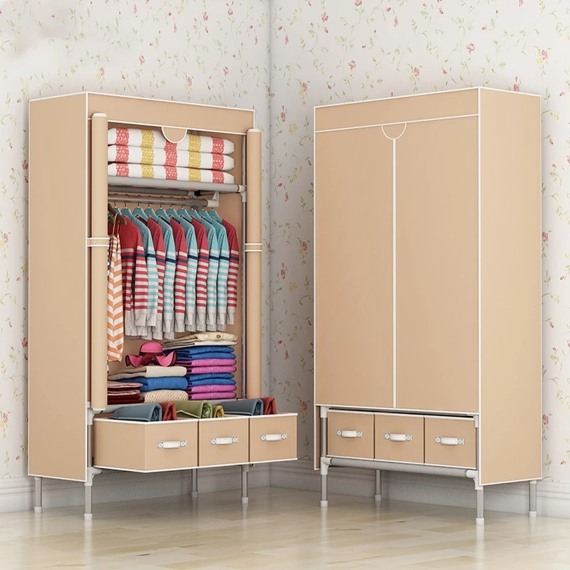 

Simple Wardrobe Reinforcement Thick Steel Frame Bold Cloth Wardrobe Storage Assembly Fabric Wardrobe Student Wardrobe Economy