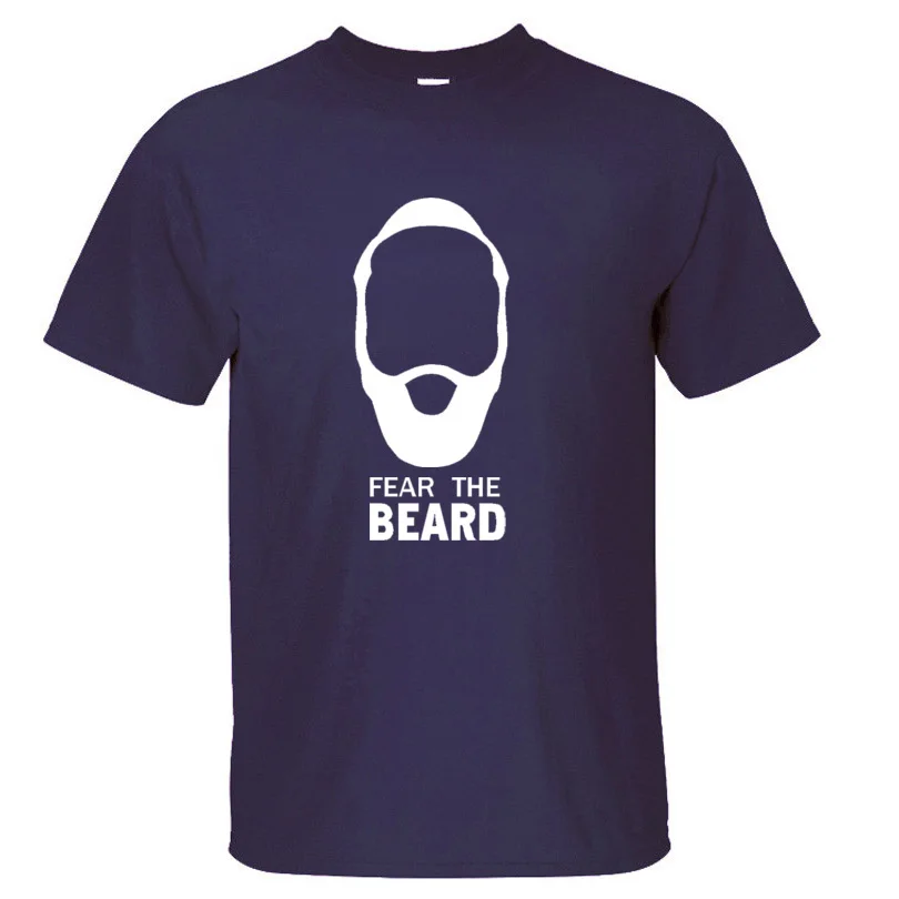Мужские хлопковые футболки с круглым вырезом и надписью «Star James Harden Fear the Beard» - Цвет: pueple white