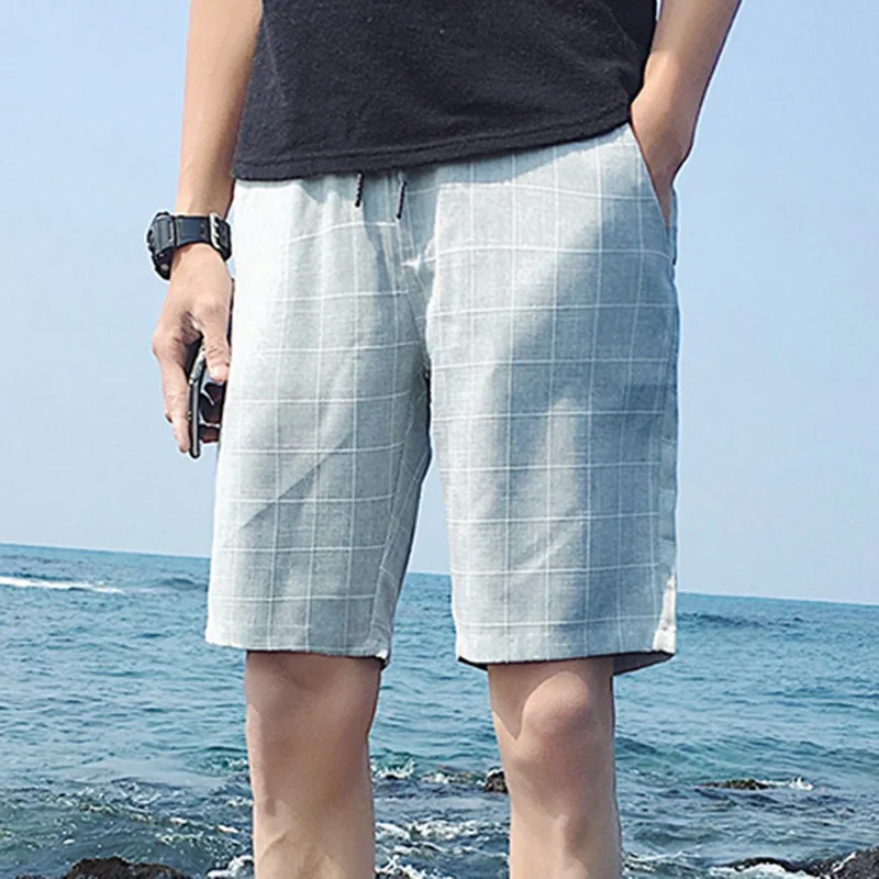 Blog Summer Men's Korean Version of The Slim Plaid Casual Shorts Men's Pants Summer Five-point Pants Thin Section Trendy Pants