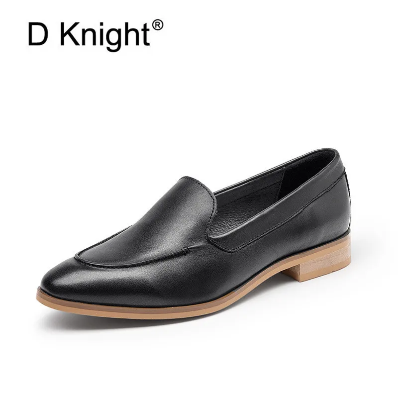 

Spring Summer Genuine Leather Women's Loafers New Fashion Pointed Toe Women's Flats Oxfords First Layer Leather Ladies Brogues