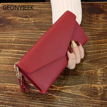 

New Brand Leather Women Wallet High Quality Design Hasp Solid Color Card Bags Long Female Purse 5 Colors Ladies Wallet Billetera