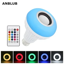 ANBLUB Smart E27 светодиодный RGB Лампочка беспроводной Bluetooth динамик музыка воспроизведение аудио затемнения светильник RGBW лампа с дистанционным управлением