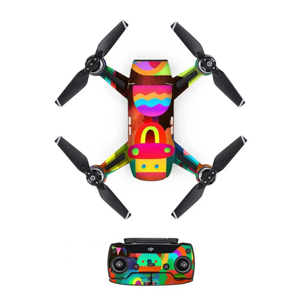 Colour Style Decal PVC Skin Sticker For DJI Spark Drone Remote Controllers 3 Batteries Protection Film Cover