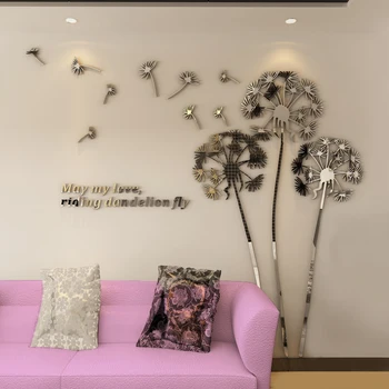 

Dandelion Acrylic Mirror Wall Sticker Creative Three-dimensional Crystal Self-adhesive Bedroom Living Room Decoration