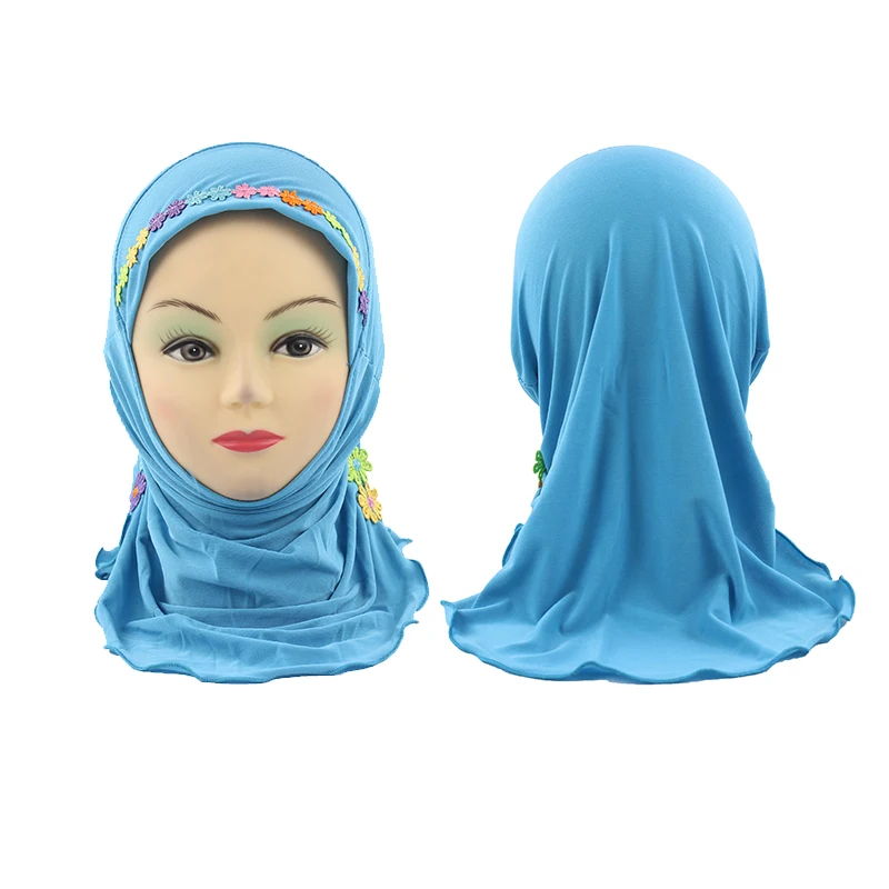 Модные аксессуары для девочек; мусульманский хиджаб шарф в арабском стиле; шали с красивыми цветами для девочек 3-8 лет