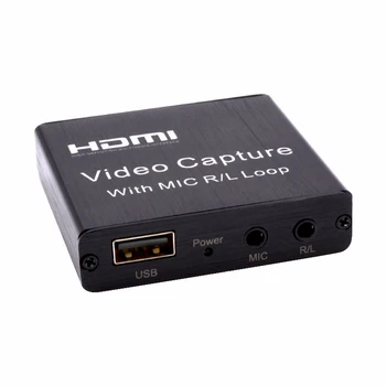 

1080P 4K HDMI Video Capture Card with MIC R/L Loop Out Video Capture Game Recorder for Live Streaming Broadcast Meeting