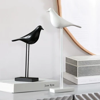 

MODERN RESIN BLACK AND WHITE BIRDS FIGURINES CRAFTS DECORATION HOME LIVINGROOM FURNISHING DECOR OFFICE DESKTOP ORNAMENTS ARTWORK