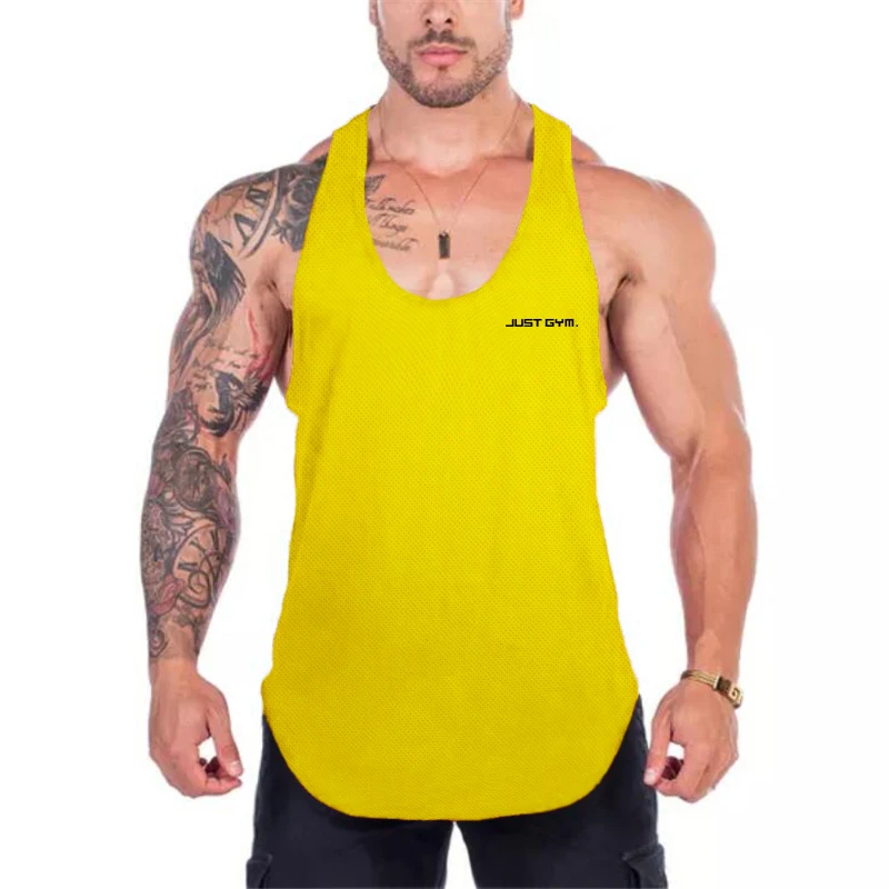 

New Mesh Gym Tank Top Men Muscle Singlets Fashion Fitness Quick-drying Stretch Vest Mens Clothing Bodybuilding Sleeveless Shirt