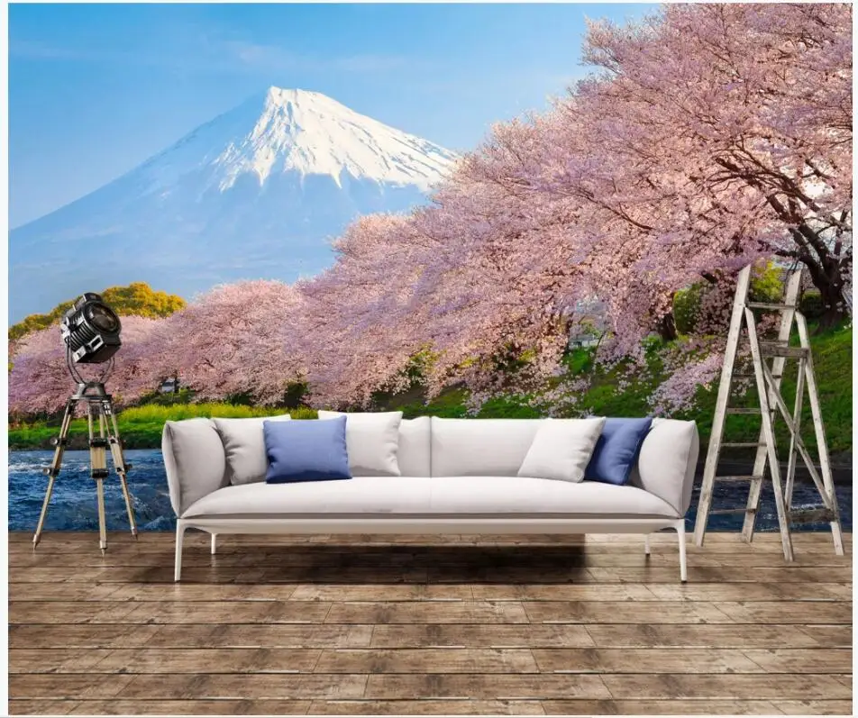 WDBH 3d обои на заказ фотообои Япония Красивая Сакура цветок крепление Fuji фон гостиная обои для стен 3 d