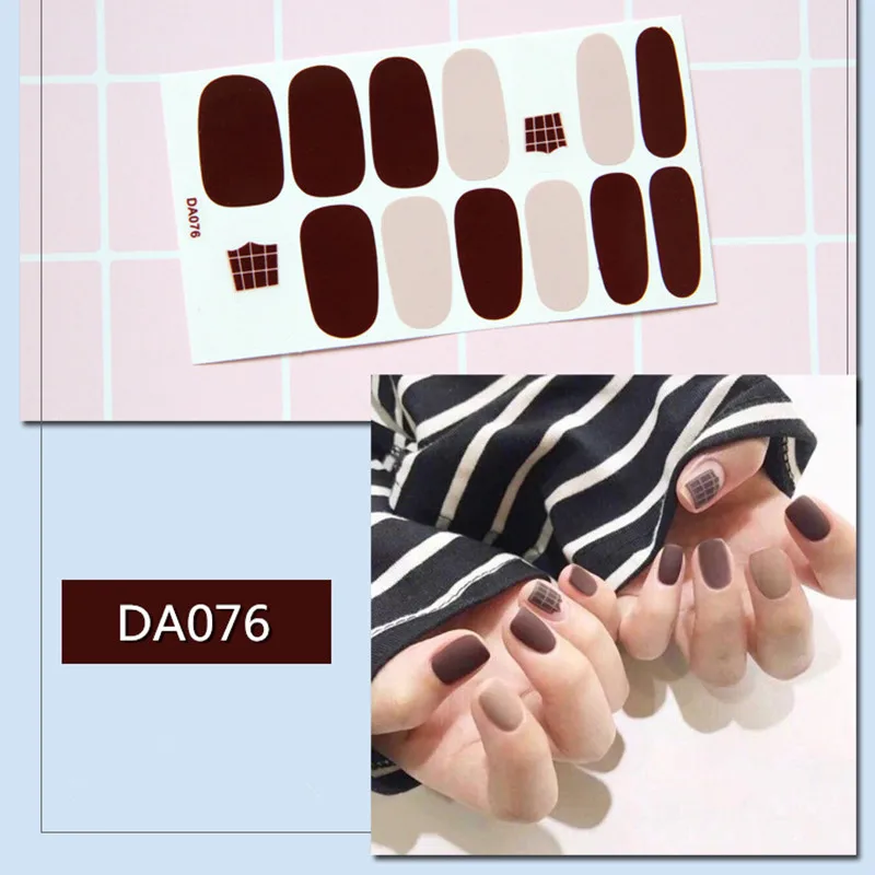 Однотонный чистый цвет, наклейки для ногтей, наклейки для маникюра, самоклеющиеся наклейки для ногтей, наклейки для ногтей, настоящие лаковые полоски, Прямая поставка - Цвет: DA076