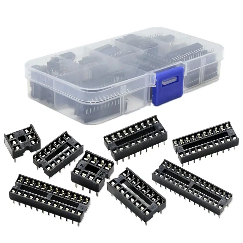 

Top-66Pcs/Lot DIP IC Sockets Adaptor Solder Type Socket Kit 6,8,14,16,18,20,24,28 Pin for arduino PCB Diy Kit