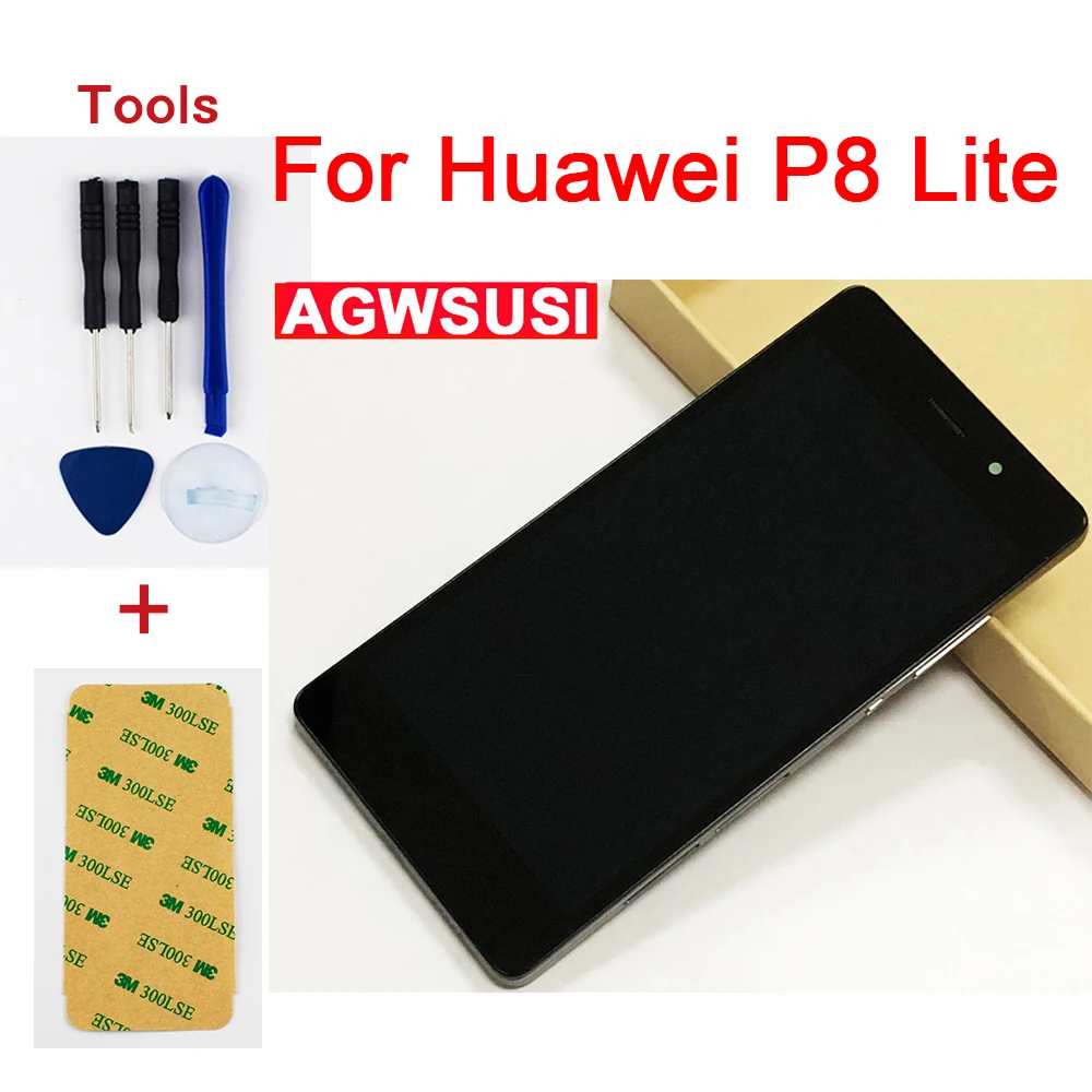 

Original For Huawei Ascend P8 Lite ALE-L04 L21 TL00 L23 CL00 L02 UL00 LCD Display Panel Touch Screen Digitizer Assembly Frame