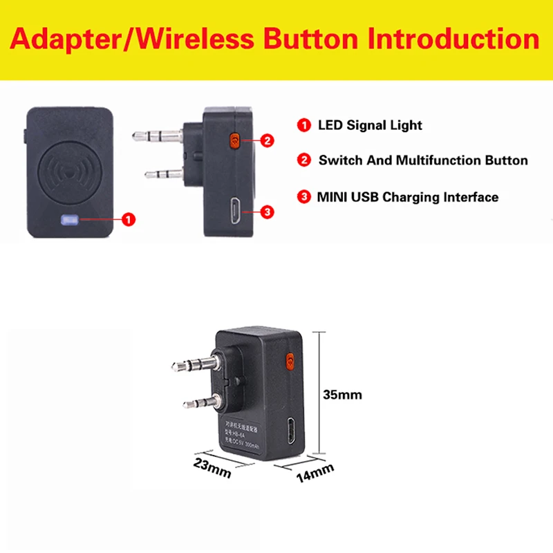 Walkie Talkie Wireless Headset 2 Pin Two Way Radio BT Headphone Earpiece Earphone For Kenwood TYT Baofeng UV-5R BF-888S CB Radio