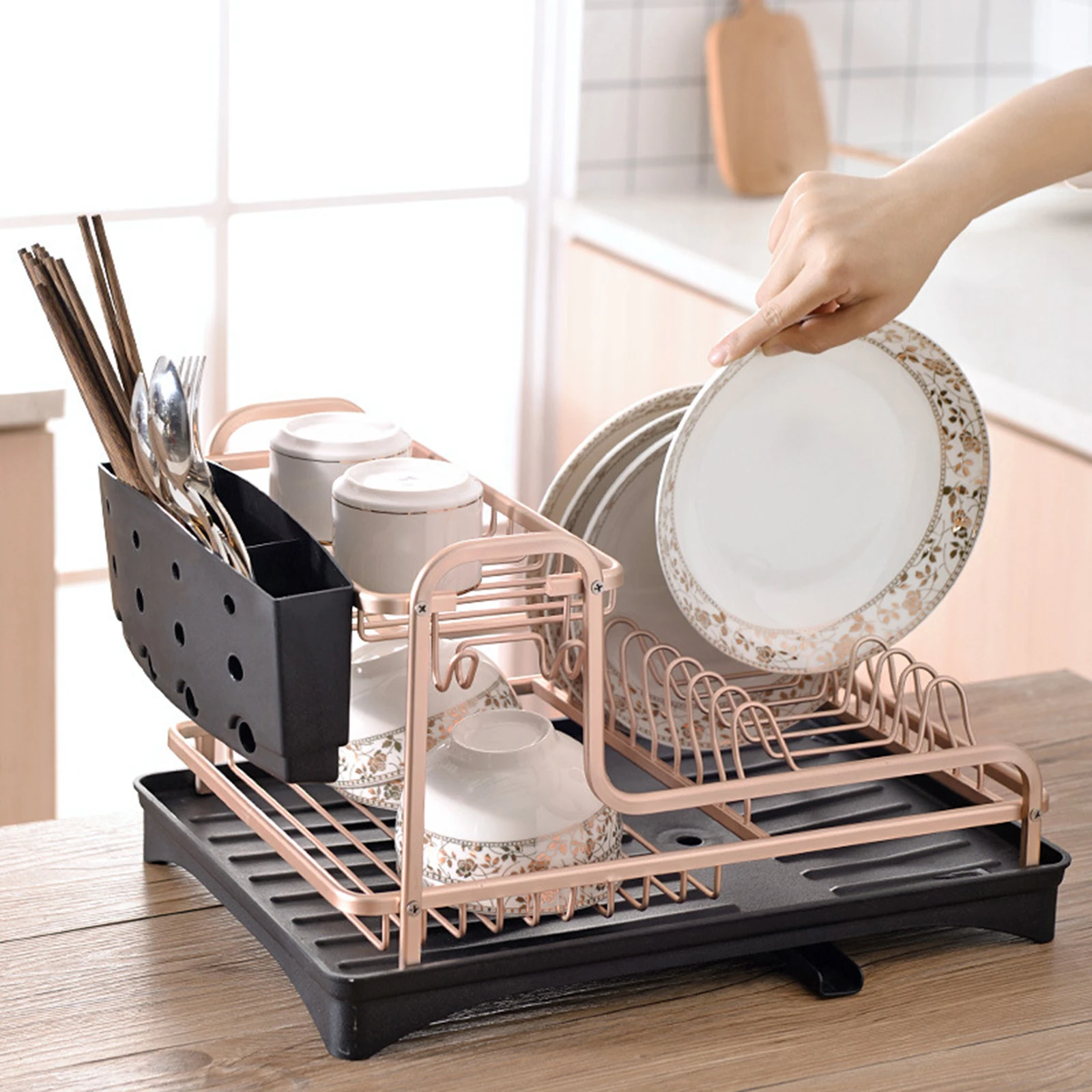 Dish Drying Rack, Rustproof Aluminium Dish Racks for Kitchen