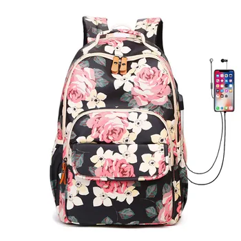 

New Kids Pink Flower Backpack floral School Bags for Teenage Girls Book bag cute backpacks for Children girl school backpacks