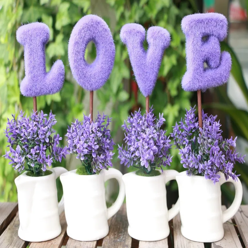 

Imitation Flowers Plant Potted Plant Set LOVE Decoration Mini Artificial Flower Handmade DIY Creative Valentine's Day Gift Decor