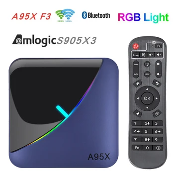 

A95X F3 RGB Light 8K TV Box Android 9.0 4GB 64GB Amlogic S905X3 32GB Wifi Smart Media Player A95XF3 X3 2GB 16GB Set Top TVBOX