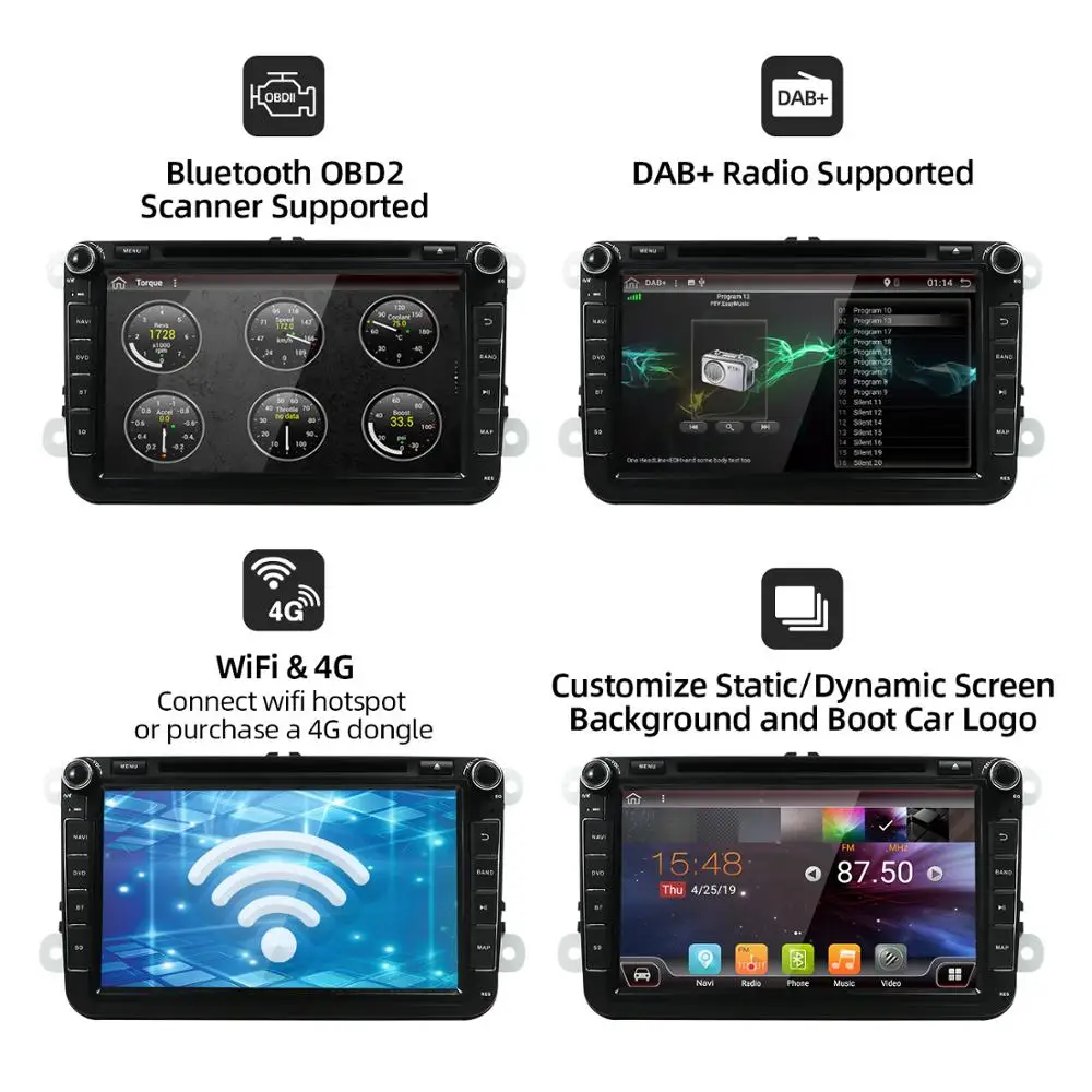 Автомобильный DVD диск 2 DIN с Android 10 для Volkswagen GOLF MK5 MK6 PASSAT B6 POLO SKODA Fabia GPS навигация