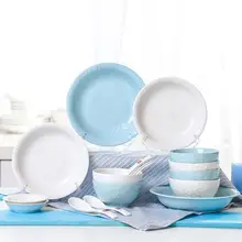 Adeeing, 18 предметов, керамическая кухонная посуда, элегантный набор, включает миски, тарелки, соусы, тарелки, суповые ложки