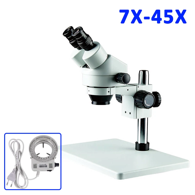  7X-45X Magnification Binocular Zoom Stereo Microscope WF10x Eyepiece Zoom Objective with Large Meta