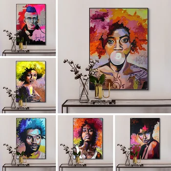 

Colorful Black African Nude Woman Canvas Painting Posters and Prints Scandinavian Wall Art Picture for Home Cuadros Decoration