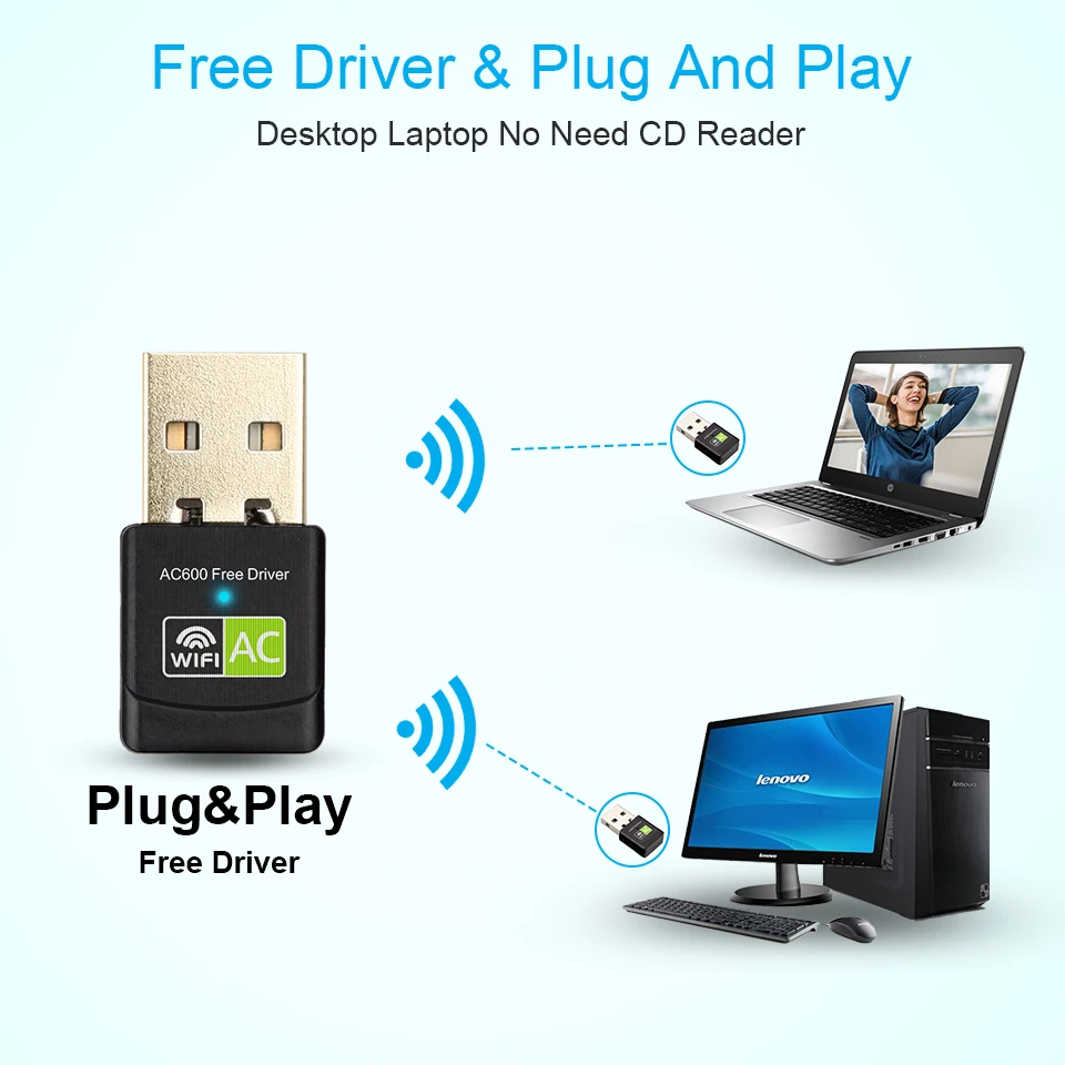 Беспроводной Usb Wifi Адаптер Ac 600 Мбит/С Wifi Адаптер 2,4G 5G.